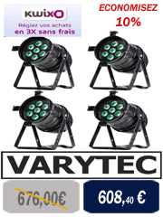 Pack de 4 Varytec Projecteur Led : Projecteur PAR64 Led Varytec 7 x 10 watts Led RGBWA