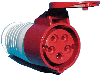 PCE • Prolongateur femelle P17 16A 380V 3P+T+N IP44 ROUGE
