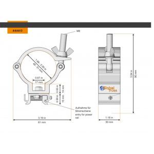 GLOBAL TRUSS 888813 - collier 49-51mm 100 kg - avec griffe pour rail 3 phases