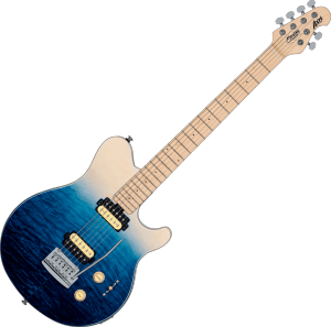 STERLING BY MUSIC MAN GSU AX3QM-SPB-M1 - Axis - Quilted Maple - Spectrum Blue