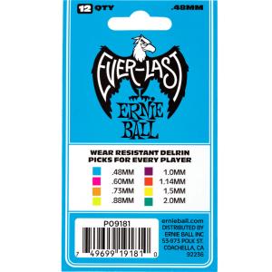 ERNIE BALL AEB 9181 - Sachet de 12 médiators bleu 0,48mm