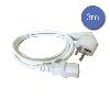 Câble d'alimentation Mâle - IEC - Femelle de 3.00 Mêtres Blanc