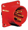 PCE • Socle mâle droit P17 16A 380V 3P+T +N IP44 ROUGE