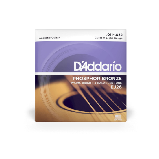 D'ADDARIO EJ26 - Phosphor Bronze Acoustic Guitar Strings, Custom Light, 11-52