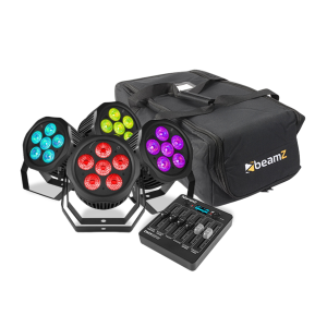 BEAMZ PACK BATTERIE - 4 Par à led + contrôleur DMX + valise de transport