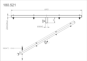 VONYX MPS-B12 - Barre en T pour éclairage 120cm, 4 points de fixation, M10