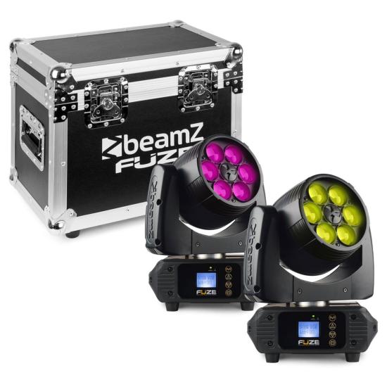 BeamZ FUZE610Z - Lyre wash à led, 6 x 10 W Zoom, set de 2 + Flight