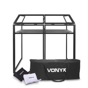 VONYX DB3 - DJ stand, Pupitre avec Lycra noir et blanc et sacoches