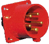 PCE • Socle mâle droit P17 32A 400V 3P+N+T IP44 ROUGE