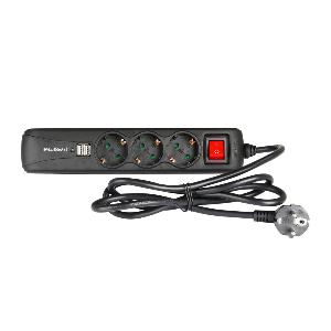 Adam Hall Accessories 8747 S 3 USB - Multiprise Secteur 3 Prises avec interrupte