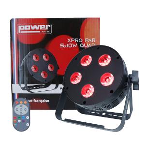 POWER LIGHTING XPRO PAR 5x10W QUAD - Par Slim 5 Leds de 10W 4-en-1