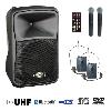 BE 9515 UHF PT ABS - Sono portable CD MP3+USB+DIVX+2 micros mains UHF+body pack